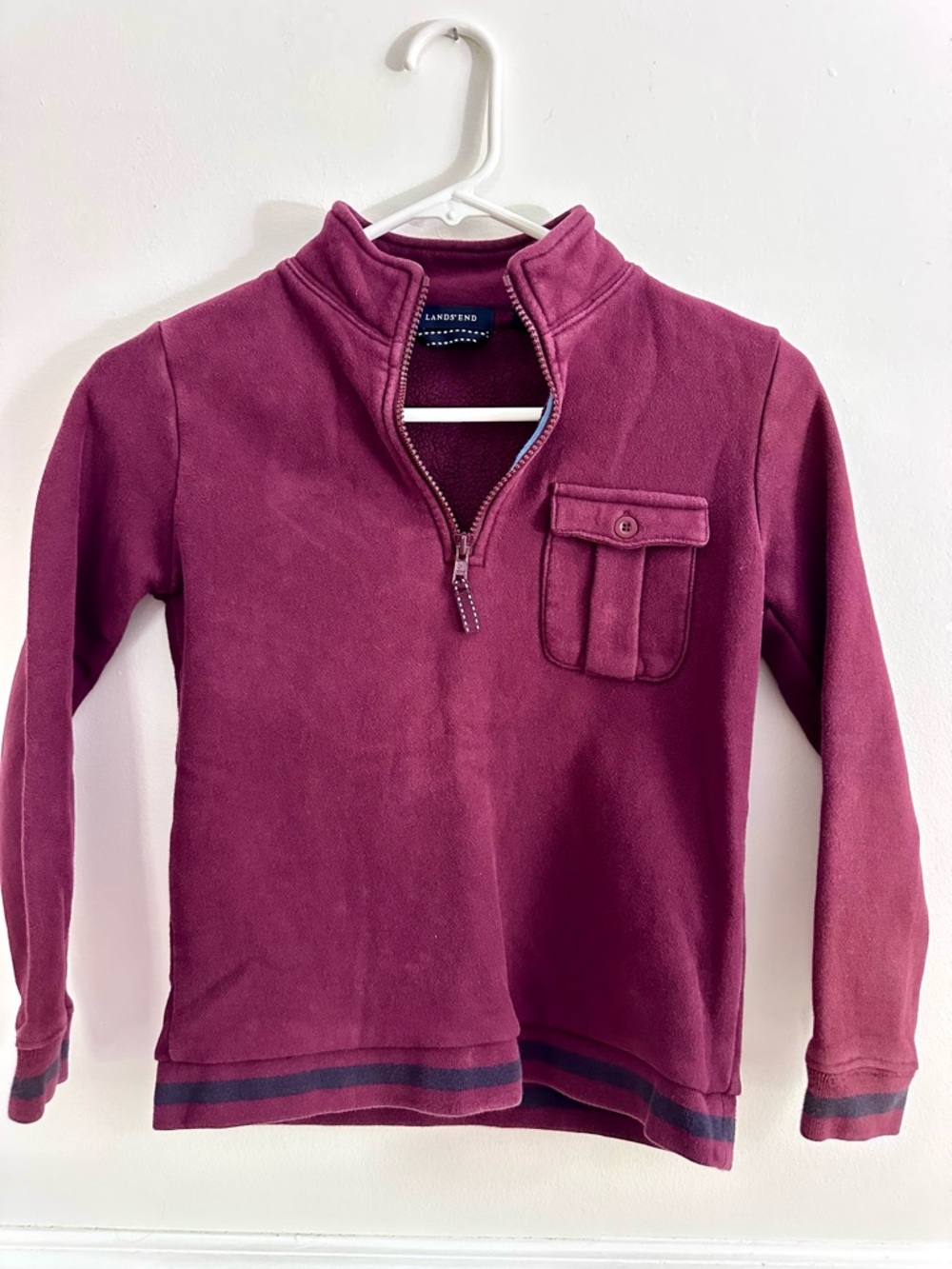 Land's End Boys quarter zip maroon